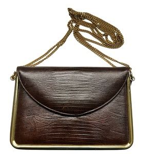 Vintage Robert Bestien Chestnut Brown Alligator Leather Shoulder Bag